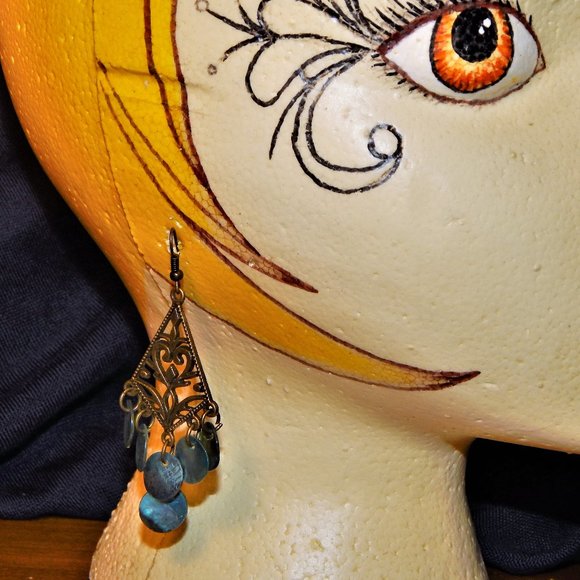 BoHo Dangle Abalone Shell Earrings - Picture 2 of 10